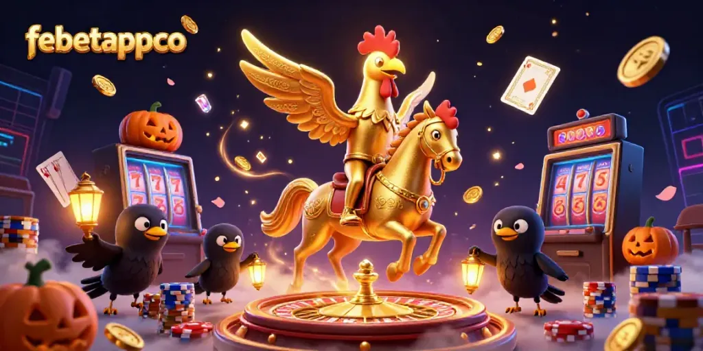 Experience thrilling gameplay at febetappco featuring a golden rooster in a vibrant casino environment.