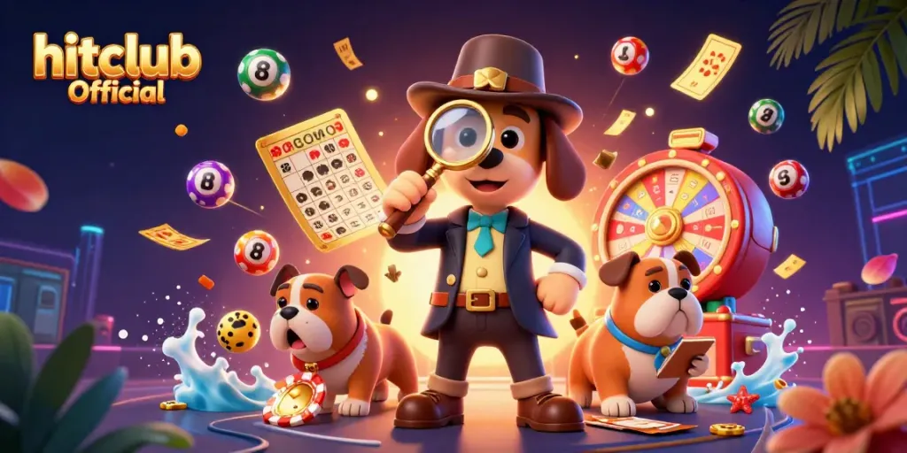 Engage with hitclub Official in this dynamic 3D casino scene featuring exciting gaming elements.