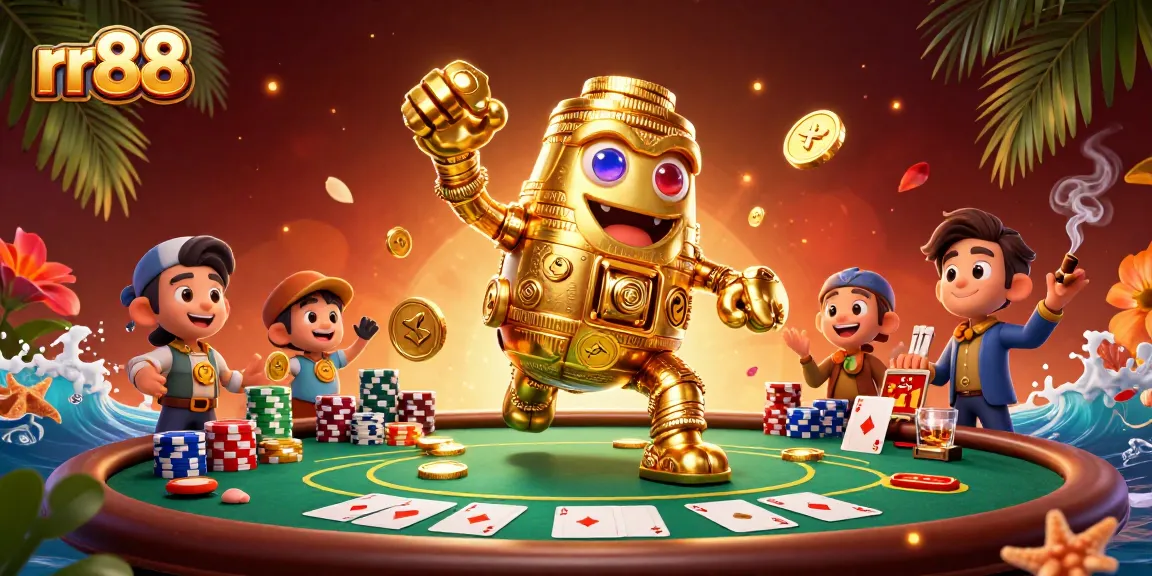 Experience thrilling wins with rr88's dynamic gaming environment, featuring vibrant poker scenes.