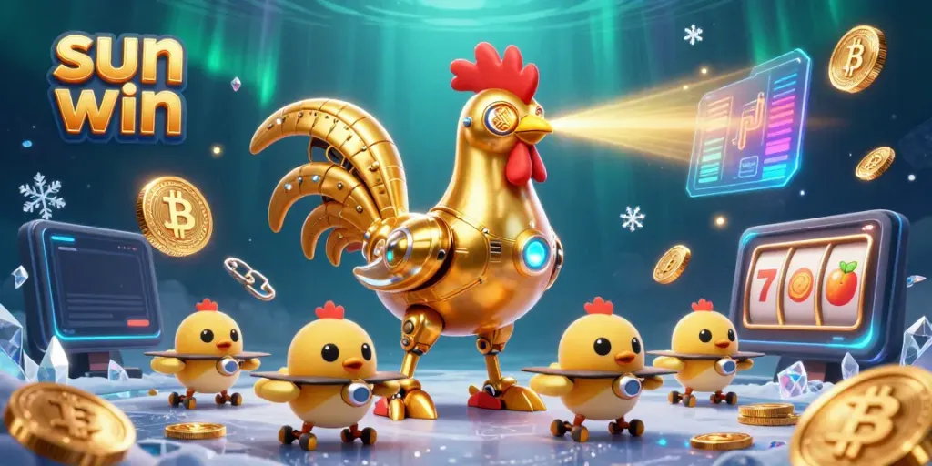 Experience the vibrant world of sun win with thrilling slot games featuring golden characters and crypto elements.