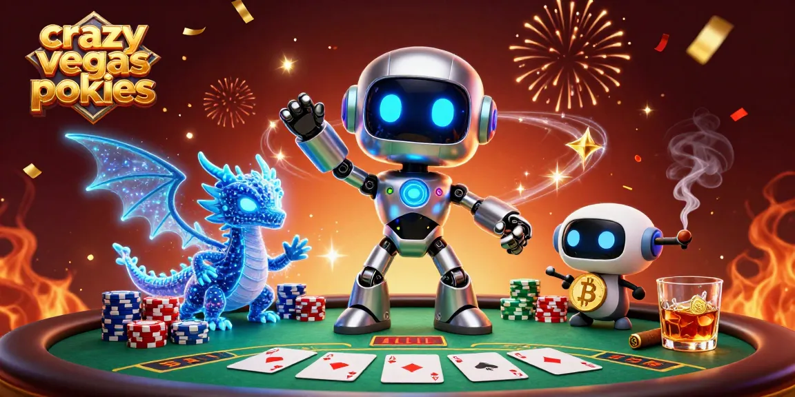 Crowd celebrating with exciting crazy vegas pokies action, featuring vibrant poker games and colorful chips.