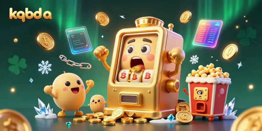 Engage with the exciting world of kqbd a as a golden slot machine celebrates a jackpot amidst vibrant coins and dynamic crypto elements.